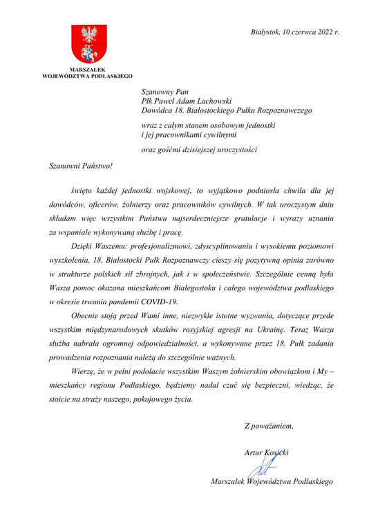 List-Marszałka-Województwa-Podlaskiego-Święto-18-Białostockiego-Pułku-Rozpoznawczego-1.jpg