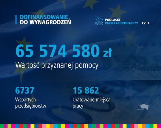 Grafika prezentująca dofinansowanie w wysokości 65 milionów złotych w ramach PPG