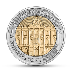 Rewers monety 5 zł z Pałacem Branickich