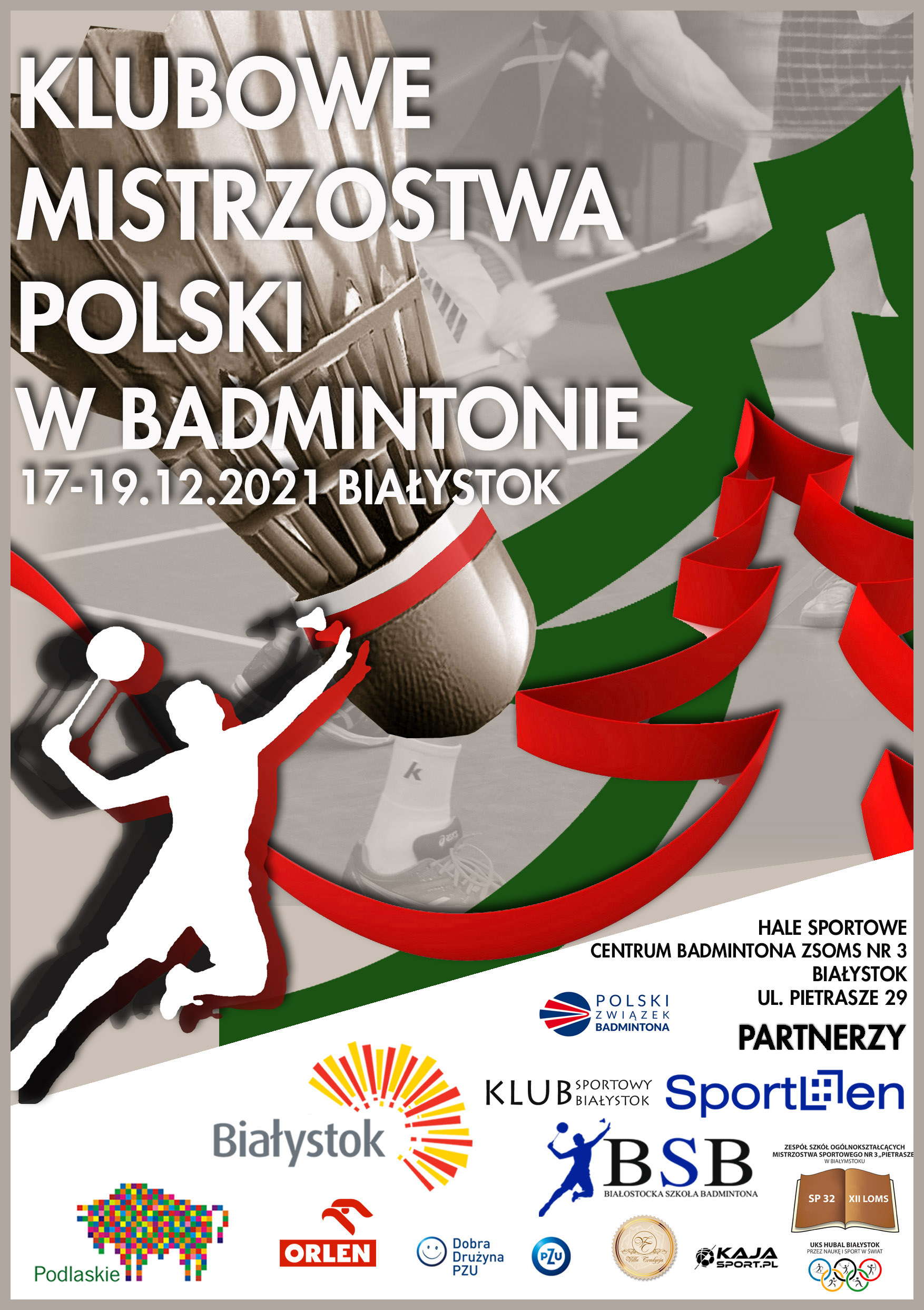 klubowe mistrzostwa Polski w badmintonie plakat, więcej informacji w tekście