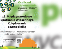 Plakat informujący o Wiosennych Spotkaniach z Konopielką w Knyszynie, 28 kwietnia, godz.11.00.
