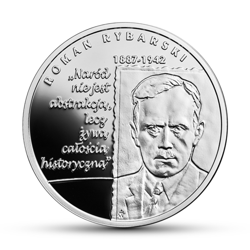 Nowa srebrna moneta NBP z wizerunkiem R. Rybarskiego