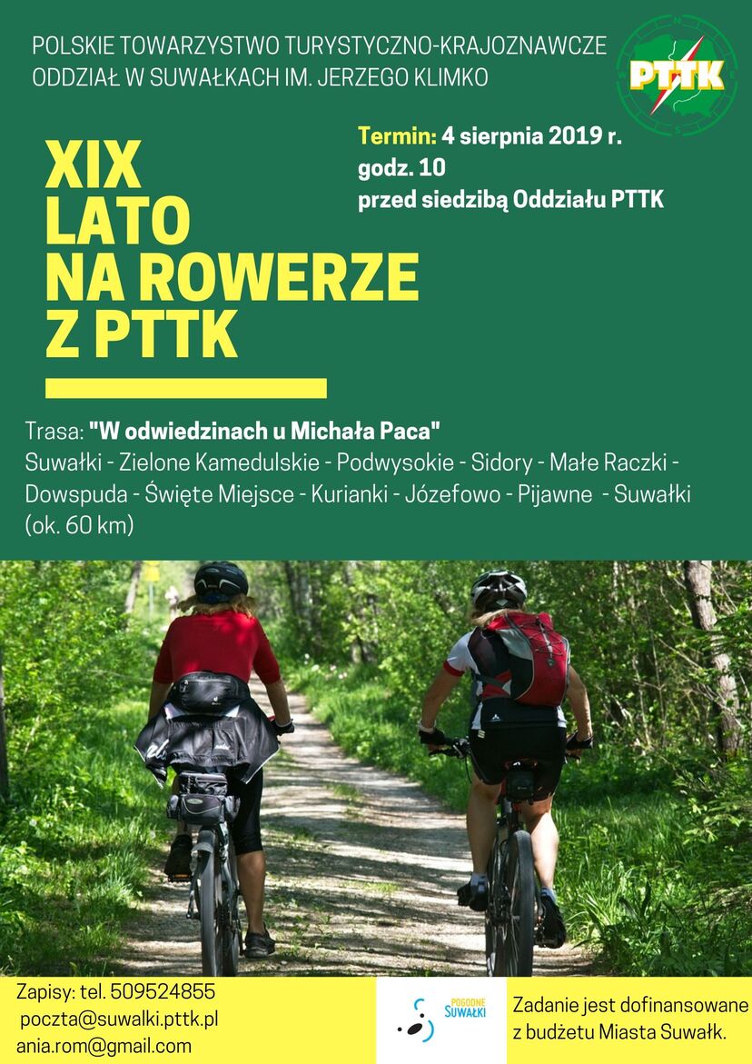 Plakat rowerowego rajdu w Suwałkach w dniu 4 sierpnia br.