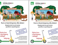 Dwa plakaty zapraszające dzieci do udziału w kursie e-learningowym pt. ,,Bezpiecznie na wsi mamy - upadkom zapobiegamy”.