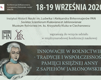 Plakat "Innowacje w rolnictwie - tradycje i współczesność. Pamięci Księżnej Anny z Sapiehów Jabłonowskiej"