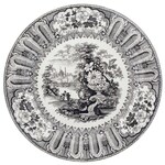 Talerz płaski, fajans delikatny, druk podszkliwny, wzór „Cairo”, Anglia, Staffordshire, Etruria, Josiah Wedgwood & Sons, około 1834 r.