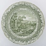 Talerz płaski, fajans delikatny, druk podszkliwny, wzór „Bologna”, Anglia, Staffordshire, Stoke, Copeland & Garrett, lata 1833-1847.