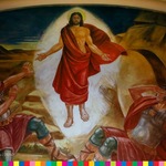 Fresk przedstawiający zmartwychwstanie Jezusa.