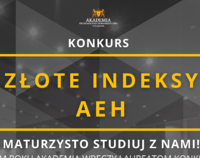 Fragment plakatu konkursu Złote Indeksy AEH.