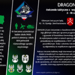 Plansza informacyjna z informacjami dotyczącymi ćwiczeń DRAGON-21. Więcej informacji w tekście