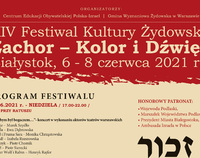 Plakat z informacjami o Festiwalu Kultury Żydowskiej „Zachor – Kolor i Dźwięk”