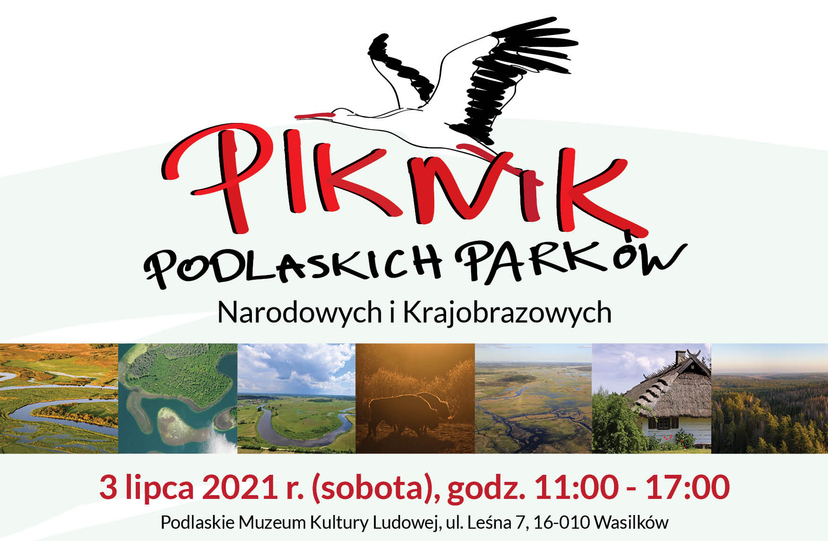 Fragment plakatu Piknik Podlaskich parków Narodowych i Krajobrazowych