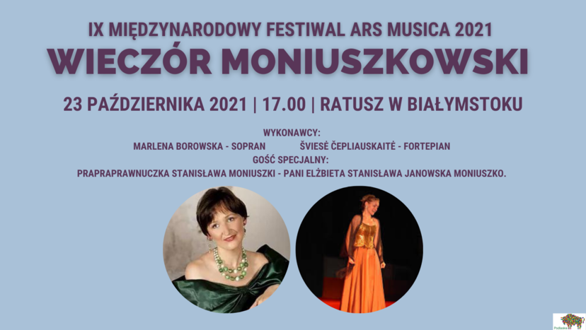 Baner koncertu Wieczór Moniuszkowski, 23.10.2021, IX Ars Musica' 2021.png