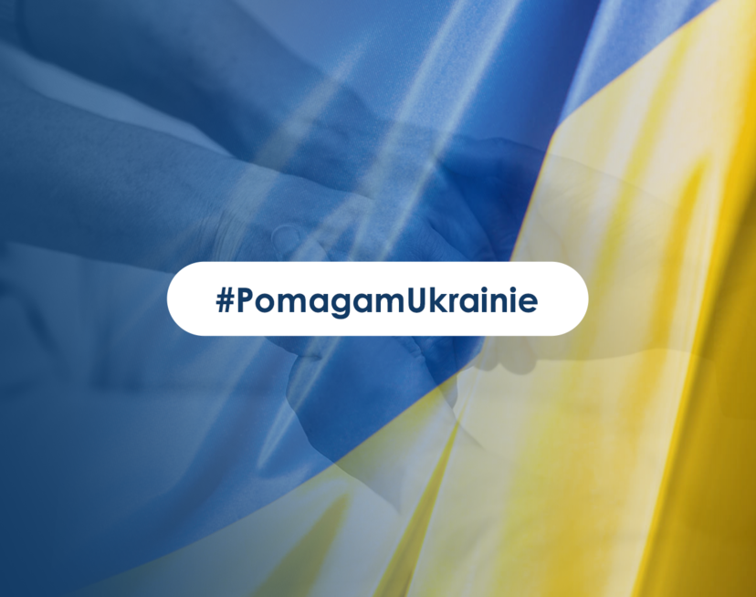 Na niebiesko zółtym tle: pomagam Ukrainie