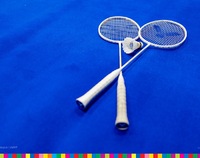 Skrzyżowane rakietki do badmintona oraz lotka