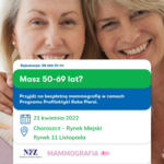 Plakat promujący mammografię w Choroszczy