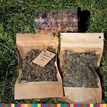 Różne rodzaje herbat ułożone na trawie