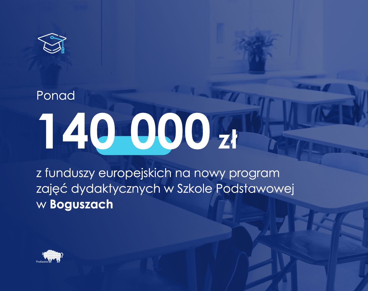 Grafika z informacją o dofinansowaniu na kwotę ponad 140 tys. zł